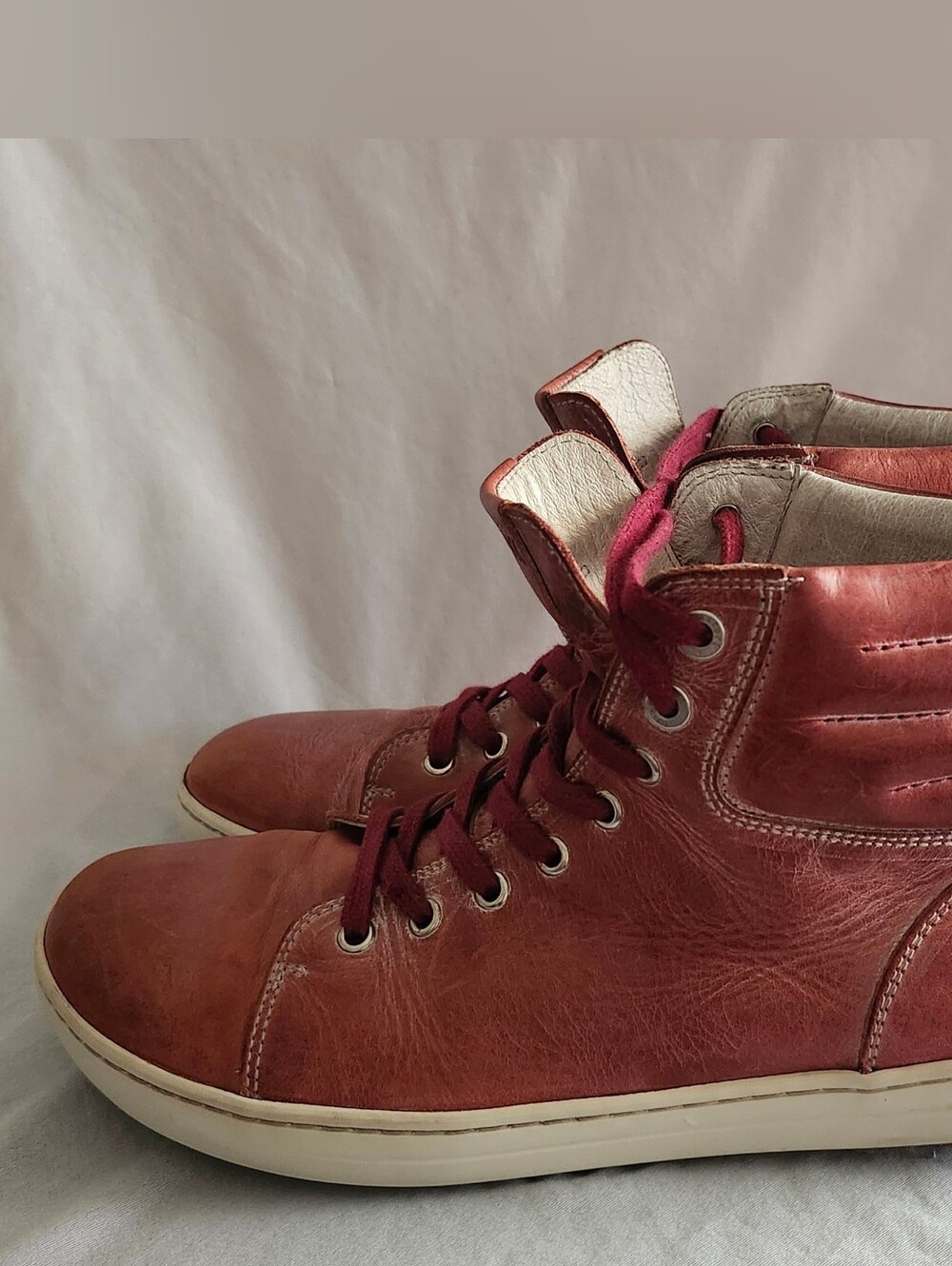 Birkenstock Bartlett Goat Leather Hi Top Shoes Sneaker Red 10.5/US EU 41 Womens
